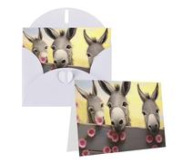 Blank Greetings Card 4'' X 6'' With Envelopes, Donkey And Flower Thank You Cards Note Cards White All Occasion Cards For Christmas Holidays Birthday Graduation Anniversaries
