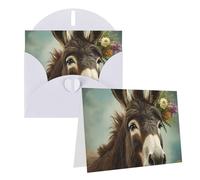 Blank Greetings Card 4'' X 6'' With Envelopes, Donkey Animals Thank You Cards Note Cards White All Occasion Cards For Christmas Holidays Birthday Graduation Anniversaries