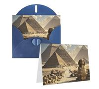 Blank Greetings Card 4'' X 6'' With Envelopes, Egyptian Pyramids Thank You Cards Note Cards Blue All Occasion Cards For Christmas Holidays Birthday Graduation Anniversaries