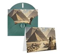 Blank Greetings Card 4'' X 6'' With Envelopes, Egyptian Pyramids Thank You Cards Note Cards Dark Green All Occasion Cards For Christmas Holidays Birthday Graduation Anniversaries