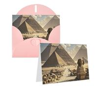 Blank Greetings Card 4'' X 6'' With Envelopes, Egyptian Pyramids Thank You Cards Note Cards Pink All Occasion Cards For Christmas Holidays Birthday Graduation Anniversaries