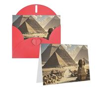 Blank Greetings Card 4'' X 6'' With Envelopes, Egyptian Pyramids Thank You Cards Note Cards Red All Occasion Cards For Christmas Holidays Birthday Graduation Anniversaries