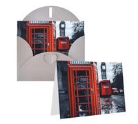 Blank Greetings Card 4'' X 6'' With Envelopes, England Uk Retro London Telephone Thank You Cards Note Cards Gray All Occasion Cards For Christmas Holidays Birthday Graduation Anniversaries