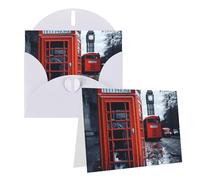 Blank Greetings Card 4'' X 6'' With Envelopes, England Uk Retro London Telephone Thank You Cards Note Cards White All Occasion Cards For Christmas Holidays Birthday Graduation Anniversaries
