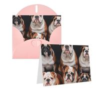 Blank Greetings Card 4'' X 6'' With Envelopes, English Bulldogs Thank You Cards Note Cards Pink All Occasion Cards For Christmas Holidays Birthday Graduation Anniversaries