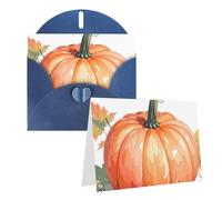 Blank Greetings Card 4'' X 6'' With Envelopes, Fall Watercolor Pumpkins Thank You Cards Note Cards Blue All Occasion Cards For Christmas Holidays Birthday Graduation Anniversaries