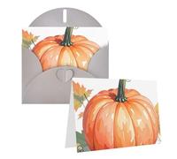 Blank Greetings Card 4'' X 6'' With Envelopes, Fall Watercolor Pumpkins Thank You Cards Note Cards Gray All Occasion Cards For Christmas Holidays Birthday Graduation Anniversaries