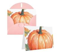 Blank Greetings Card 4'' X 6'' With Envelopes, Fall Watercolor Pumpkins Thank You Cards Note Cards Pink All Occasion Cards For Christmas Holidays Birthday Graduation Anniversaries