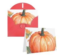 Blank Greetings Card 4'' X 6'' With Envelopes, Fall Watercolor Pumpkins Thank You Cards Note Cards Red All Occasion Cards For Christmas Holidays Birthday Graduation Anniversaries