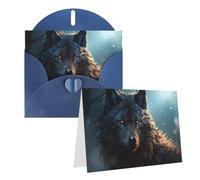 Blank Greetings Card 4'' X 6'' With Envelopes, Fantasy Wolf Thank You Cards Note Cards Blue All Occasion Cards For Christmas Holidays Birthday Graduation Anniversaries