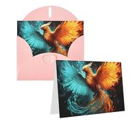 Blank Greetings Card 4'' X 6'' With Envelopes, Fire And Water Phoenix Thank You Cards Note Cards Pink All Occasion Cards For Christmas Holidays Birthday Graduation Anniversaries