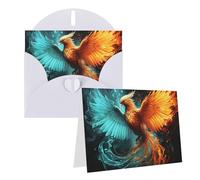 Blank Greetings Card 4'' X 6'' With Envelopes, Fire And Water Phoenix Thank You Cards Note Cards White All Occasion Cards For Christmas Holidays Birthday Graduation Anniversaries