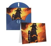 Blank Greetings Card 4'' X 6'' With Envelopes, Firefighter Fireman Flame Thank You Cards Note Cards Blue All Occasion Cards For Christmas Holidays Birthday Graduation Anniversaries