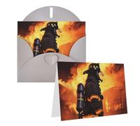 Blank Greetings Card 4'' X 6'' With Envelopes, Firefighter Fireman Flame Thank You Cards Note Cards Gray All Occasion Cards For Christmas Holidays Birthday Graduation Anniversaries