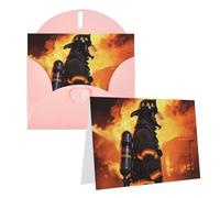 Blank Greetings Card 4'' X 6'' With Envelopes, Firefighter Fireman Flame Thank You Cards Note Cards Pink All Occasion Cards For Christmas Holidays Birthday Graduation Anniversaries