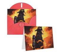 Blank Greetings Card 4'' X 6'' With Envelopes, Firefighter Fireman Flame Thank You Cards Note Cards Red All Occasion Cards For Christmas Holidays Birthday Graduation Anniversaries