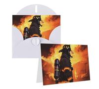Blank Greetings Card 4'' X 6'' With Envelopes, Firefighter Fireman Flame Thank You Cards Note Cards White All Occasion Cards For Christmas Holidays Birthday Graduation Anniversaries