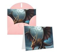 Blank Greetings Card 4'' X 6'' With Envelopes, Flying Dragon Thank You Cards Note Cards Pink All Occasion Cards For Christmas Holidays Birthday Graduation Anniversaries