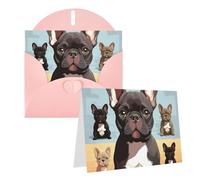 Blank Greetings Card 4'' X 6'' With Envelopes, French Bulldog Dog Cute Thank You Cards Note Cards Pink All Occasion Cards For Christmas Holidays Birthday Graduation Anniversaries