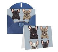 Blank Greetings Card 4'' X 6'' With Envelopes, French Bulldog Thank You Cards Note Cards Blue All Occasion Cards For Christmas Holidays Birthday Graduation Anniversaries
