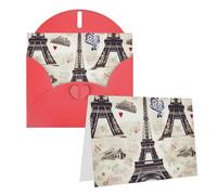 Blank Greetings Card 4'' X 6'' With Envelopes, French Paris Tour Eiffel Tower Thank You Cards Note Cards Red All Occasion Cards For Christmas Holidays Birthday Graduation Anniversaries