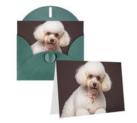 Blank Greetings Card 4'' X 6'' With Envelopes, French Poodle Thank You Cards Note Cards Dark Green All Occasion Cards For Christmas Holidays Birthday Graduation Anniversaries
