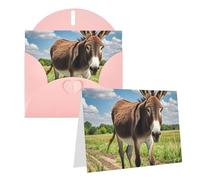 Blank Greetings Card 4'' X 6'' With Envelopes, Funny Donkey Thank You Cards Note Cards Pink All Occasion Cards For Christmas Holidays Birthday Graduation Anniversaries