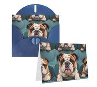 Blank Greetings Card 4'' X 6'' With Envelopes, Funny English Bulldog Thank You Cards Note Cards Blue All Occasion Cards For Christmas Holidays Birthday Graduation Anniversaries