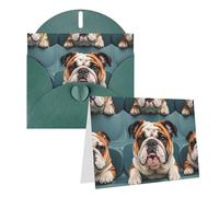 Blank Greetings Card 4'' X 6'' With Envelopes, Funny English Bulldog Thank You Cards Note Cards Dark Green All Occasion Cards For Christmas Holidays Birthday Graduation Anniversaries