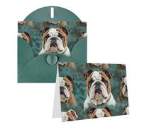 Blank Greetings Card 4'' X 6'' With Envelopes, Funny English Bulldog Thank You Cards Note Cards Dark Green All Occasion Cards For Christmas Holidays Birthday Graduation Anniversaries