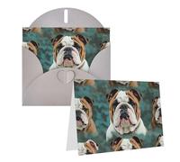 Blank Greetings Card 4'' X 6'' With Envelopes, Funny English Bulldog Thank You Cards Note Cards Gray All Occasion Cards For Christmas Holidays Birthday Graduation Anniversaries