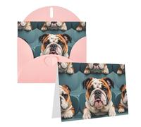 Blank Greetings Card 4'' X 6'' With Envelopes, Funny English Bulldog Thank You Cards Note Cards Pink All Occasion Cards For Christmas Holidays Birthday Graduation Anniversaries