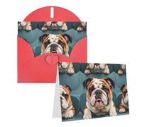 Blank Greetings Card 4'' X 6'' With Envelopes, Funny English Bulldog Thank You Cards Note Cards Red All Occasion Cards For Christmas Holidays Birthday Graduation Anniversaries
