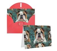 Blank Greetings Card 4'' X 6'' With Envelopes, Funny English Bulldog Thank You Cards Note Cards Red All Occasion Cards For Christmas Holidays Birthday Graduation Anniversaries