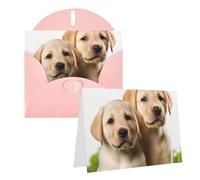 Blank Greetings Card 4'' X 6'' With Envelopes, Funny Labrador Puppy Dog Thank You Cards Note Cards Pink All Occasion Cards For Christmas Holidays Birthday Graduation Anniversaries
