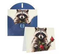 Blank Greetings Card 4'' X 6'' With Envelopes, Funny Raccoon Thank You Cards Note Cards Blue All Occasion Cards For Christmas Holidays Birthday Graduation Anniversaries