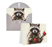 Blank Greetings Card 4'' X 6'' With Envelopes, Funny Raccoon Thank You Cards Note Cards Gray All Occasion Cards For Christmas Holidays Birthday Graduation Anniversaries