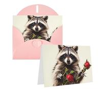 Blank Greetings Card 4'' X 6'' With Envelopes, Funny Raccoon Thank You Cards Note Cards Pink All Occasion Cards For Christmas Holidays Birthday Graduation Anniversaries