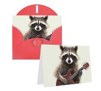 Blank Greetings Card 4'' X 6'' With Envelopes, Funny Raccoon Thank You Cards Note Cards Red All Occasion Cards For Christmas Holidays Birthday Graduation Anniversaries
