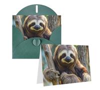 Blank Greetings Card 4'' X 6'' With Envelopes, Funny Sloth Thank You Cards Note Cards Dark Green All Occasion Cards For Christmas Holidays Birthday Graduation Anniversaries