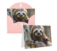 Blank Greetings Card 4'' X 6'' With Envelopes, Funny Sloth Thank You Cards Note Cards Pink All Occasion Cards For Christmas Holidays Birthday Graduation Anniversaries