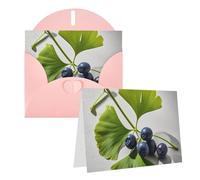 Blank Greetings Card 4'' X 6'' With Envelopes, Ginkgo Leaves And Berries Thank You Cards Note Cards Pink All Occasion Cards For Christmas Holidays Birthday Graduation Anniversaries