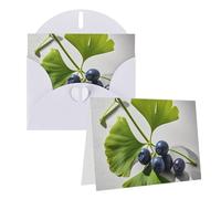 Blank Greetings Card 4'' X 6'' With Envelopes, Ginkgo Leaves And Berries Thank You Cards Note Cards White All Occasion Cards For Christmas Holidays Birthday Graduation Anniversaries