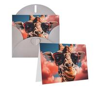 Blank Greetings Card 4'' X 6'' With Envelopes, Giraffe Wearing Sunglasses Thank You Cards Note Cards Gray All Occasion Cards For Christmas Holidays Birthday Graduation Anniversaries