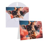 Blank Greetings Card 4'' X 6'' With Envelopes, Giraffe Wearing Sunglasses Thank You Cards Note Cards White All Occasion Cards For Christmas Holidays Birthday Graduation Anniversaries