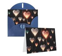 Blank Greetings Card 4'' X 6'' With Envelopes, Glowing Heart Love Thank You Cards Note Cards Blue All Occasion Cards For Christmas Holidays Birthday Graduation Anniversaries