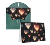 Blank Greetings Card 4'' X 6'' With Envelopes, Glowing Heart Love Thank You Cards Note Cards Dark Green All Occasion Cards For Christmas Holidays Birthday Graduation Anniversaries