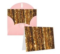 Blank Greetings Card 4'' X 6'' With Envelopes, Gold Sequin Sparkle Thank You Cards Note Cards Pink All Occasion Cards For Christmas Holidays Birthday Graduation Anniversaries