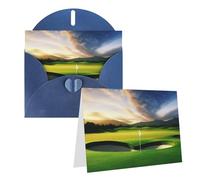 Blank Greetings Card 4'' X 6'' With Envelopes, Golf Course Thank You Cards Note Cards Blue All Occasion Cards For Christmas Holidays Birthday Graduation Anniversaries