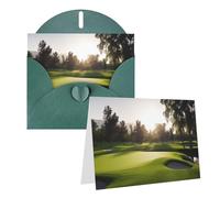 Blank Greetings Card 4'' X 6'' With Envelopes, Golf Course Thank You Cards Note Cards Dark Green All Occasion Cards For Christmas Holidays Birthday Graduation Anniversaries
